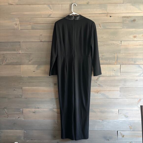 ADRIANNA PAPELL | Tuxedo Jumpsuit Satin Lapels Black Size 14 - Picture 4 of 7